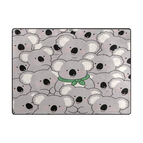 Wohnzimmerteppich, ästhetischer Teppich für Jungen, für stark frequentierte Bereiche im Wohnzimmer, Schlafzimmer, 120 x 150 cm, niedlicher Cartoon-Koala von aidingzhi