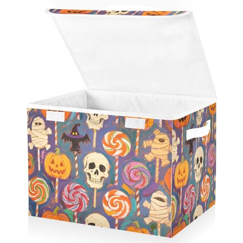 aidingzhi Faltbare 40-Liter-Aufbewahrungsbehälter mit Deckel mit Griffen, dekorative Behälter mit Deckel, Weihnachten, für Zuhause, Büro, Organisation, 42 x 32 x 30 cm von aidingzhi