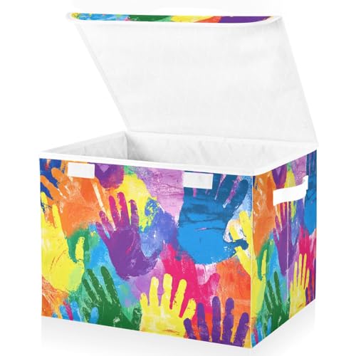 aidingzhi Faltbare 40-Liter-Organisations- und Aufbewahrungskörbe mit Griffen, stabile Organizer-Behälter, stapelbar, Weihnachten für Zuhause, Büro, Organisation, 42 x 32 x 30 cm von aidingzhi