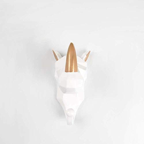 aifengxiandonglingbaihuo 1 stück Deer Elephant Unicorn Rhinoceros Kopf Tier Harz Haken Kleidung Display Racks Haken Kleiderbügel Kappe Room Decor Zeigen Wand Tasche, weißes Nashorn von aifengxiandonglingbaihuo