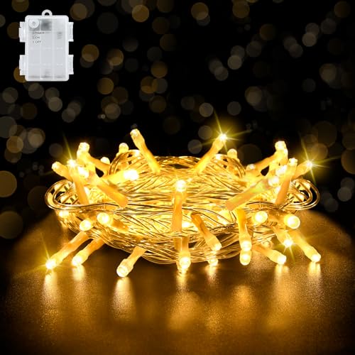 aifulo Lichterkette Außen Batterie Timer, 3M 30 LED Lichterkette mit Timer (6 Stunden AN | 18 Stunden AUS), IP65 Wasserdicht Warmweiß Lichterkette Batterie für Zimmer Party Weihnachten Innen Außen von aifulo