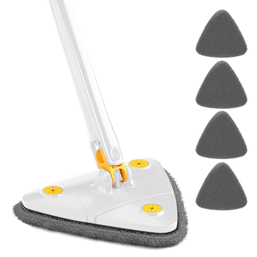 Wischmopp-Set 360° Drehbarer Verstellbarer Reinigungsmopp with 4 Replacement Heads Microfibre Mop Set, Mit Auswring Teleskop-Spin für Floor, Hartholz, Fenster, Boden, Wand, Fliesen Hartholz von ailker