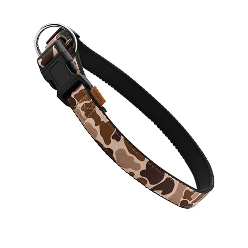 Aiminto Hundehalsband, niedliches Camouflage-Muster, Neopren, weiches und verstellbares Halsband mit Schnellverschluss-Schnalle, Verstärkte Struktur (L (46-70 cm x 2.5 cm), Camouflage Braun) von aiminto