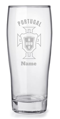 Portugal Fanartikel EM Fußball Bierglas mit Gravur, personalisiert von aina