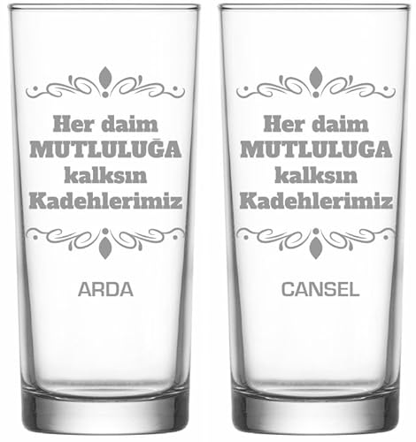 Raki Gläser mit Gravur Glas Raki Bardagi Bardak Rakigläser mit Name (Her daim mutluluga) von aina