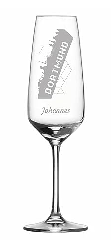 Sektgläser mit Gravur - Sektglas mit Namen und Dortmund Skyline Motiv - Perfekte Geschenkidee von aina