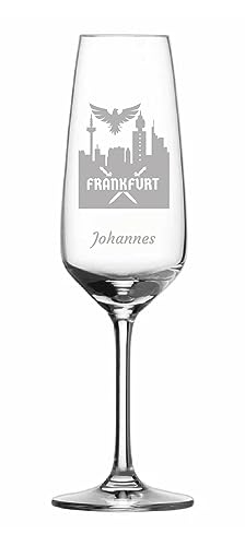 Sektgläser mit Gravur - Sektglas mit Namen und Frankfurt Skyline Motiv - Perfekte Geschenkidee von aina