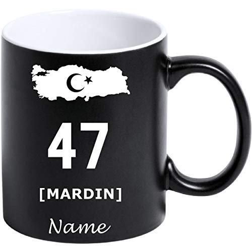 Tasse Kaffeetasse Kahve Cay Bardagi Bardak Hediye Matt Schwarz Türkei Flagge 47 Mardin von aina