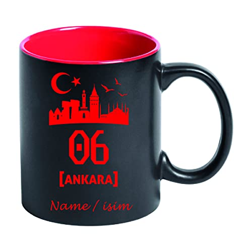 Tasse Kaffeetasse Kahve Cay Bardagi Bardak Hediye Türkiye Türkei Flagge 06 Ankara mit Namen von aina