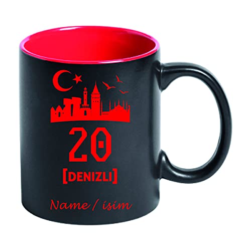 Tasse Kaffeetasse Kahve Cay Bardagi Bardak Hediye Türkiye Türkei Flagge 20 Denizli mit Name von aina