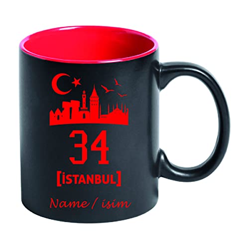 Tasse Kaffeetasse Kahve Cay Bardagi Bardak Hediye Türkiye Türkei Flagge 34 Istanbul mit Name von aina