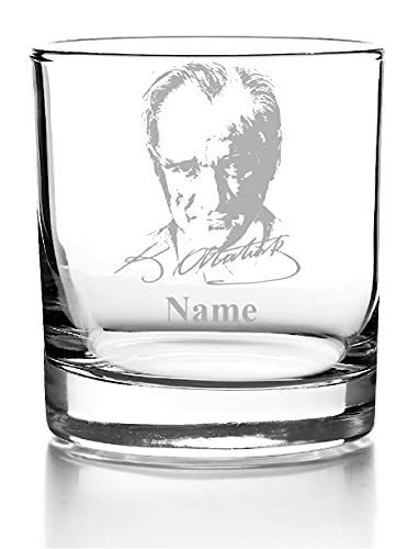 Whiskyglas mit Gravur, Personalisiert mit Namen Geschenk für Männer Whiskeyglas Atatürk von aina