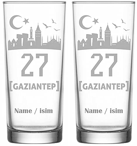 Raki Gläser mit Gravur Glas Bardagi Bardak Rakigläser mit Namen isimli hediye Türkiye Türkei 27 Gaziantep von aina