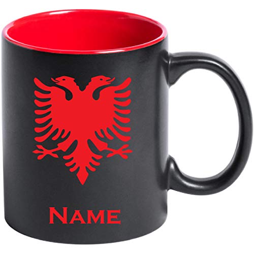 Tasse, Keramik , Kaffeetasse Albanien Albania Flagge mit Namen bedruckt von aina