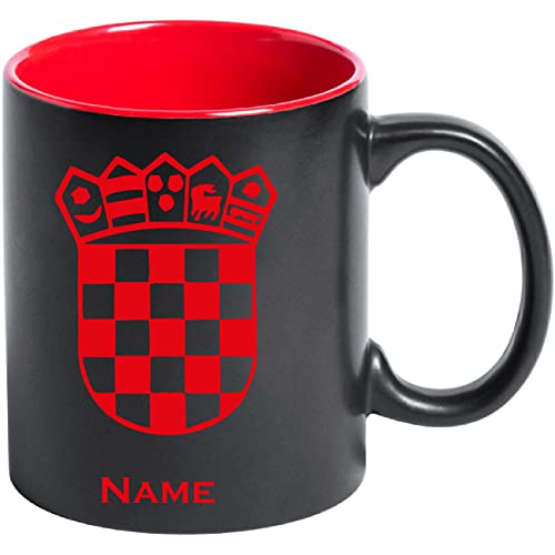 Tasse Kaffeetasse Kroatien Croatia Hrvatska Flagge Wappen mit Namen bedruckt von aina