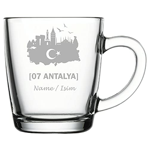 aina Türkische Teegläser Cay Bardagi türkischer Tee Glas mit Name isimli Hediye - Teeglas Graviert mit Namen 07 Antalya von aina
