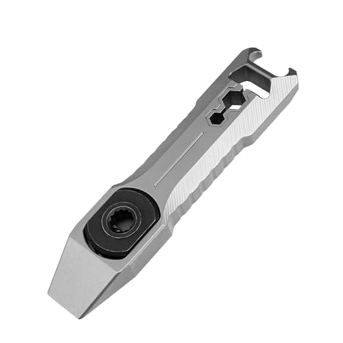 ainhue A391 Kompaktes 9,9 cm Stonewashed TC4 Titan-Hebeleisen Multi-Tool EDC-Prybar mit Flaschenöffner, Sechskantschlüssel, T6 T8H Schraubendreher, Brecheisen von ainhue