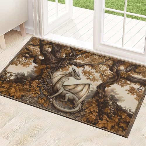 ainori Fantasy Dragon Fußmatte für den Innenbereich, 74,9 x 43,2 cm, rutschfeste Unterseite, Vintage-Herbst-Fußmatten, Vlies-Eingangsteppich, Willkommens-Teppich, Dekoration, für Eingangsbereich ainori Fantasy Dragon Fußmatte für den Innenbereich, 74,9 x 43,2 cm, rutschfeste Unterseite, Vintage-Herbst-Fußmatten, Vlies-Eingangsteppich, Willkommens-Teppich, Dekoration, für Eingangsbereich von ainori