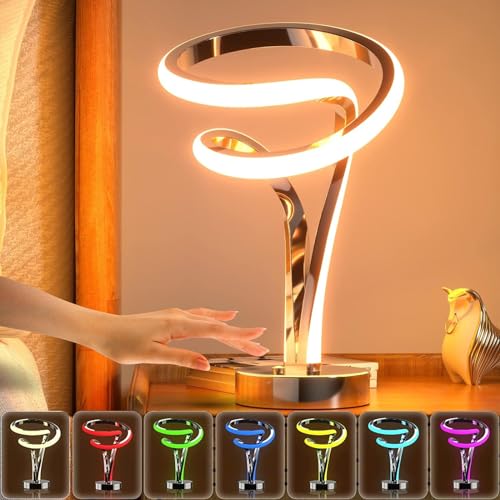 airnasa LED Nachttischlampe, Nachttischlampe Touch Dimmbar, RGB 10W, 7-Farbiges Romantisches Modernes Spiraldesign, Perfekt für Schlafzimmer, Wohnzimmer, Heimdeko, Atmosphäre, Geschenk von airnasa