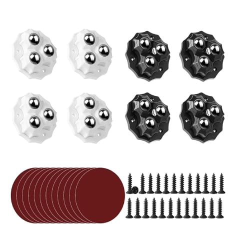 Aiyraa 8pcs Selbstklebende Kugelrollen, Kleine Möbelrollen mit 3 Bällen, Flache Caster Wheels für Aufbewahrungsbox, Schwerlast 360° Drehbar Mini Möbelrollen, Schwarz Weiß von aiyraa
