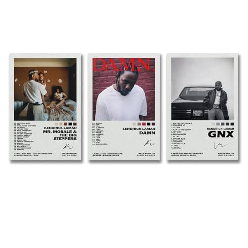 aizhimi Ein Set von 3 Kendrick-Poster, Lamar-Album, Signatur-Poster, Wandkunst, Leinwandposter, Raumdekor-Poster, 30 x 45 cm, 3 Stück, Stil 1 aizhimi Ein Set von 3 Kendrick-Poster, Lamar-Album, Signatur-Poster, Wandkunst, Leinwandposter, Raumdekor-Poster, 30 x 45 cm, 3 Stück, Stil 1 von aizhimi