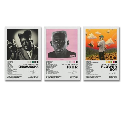 aizhimi Ein Set von 3 Tyler Postern "The Creator", Signatur-Poster, Wandkunst, Leinwandposter, Raumdekor-Poster, 40 x 60 cm, 3 Stück, Stil 3 aizhimi Ein Set von 3 Tyler Postern "The Creator", Signatur-Poster, Wandkunst, Leinwandposter, Raumdekor-Poster, 40 x 60 cm, 3 Stück, Stil 3 von aizhimi