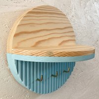 Rundes Einstiegsregal Aus Holz Mit Haken Moderner Schlüsselhalter von akdemirwooddesign