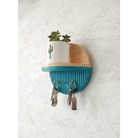 Türkis Holz Schlüsselhalter Regal Eingangsbereich Organizer von akdemirwooddesign