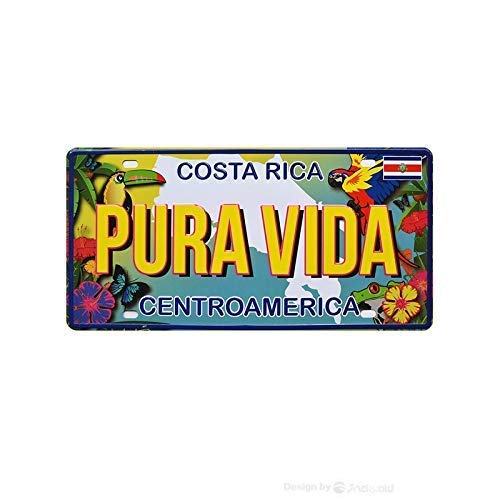 TSOSK Vintage Costa Rica Pura Vida Autokennzeichen Metallschilder Blechschild Wandposter für Garage Mann Höhle Cafe Bar Pub Bier Terrasse Heimdekoration von akeke