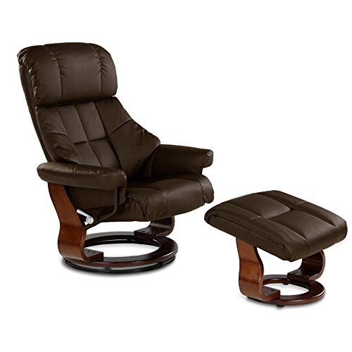 aktivshop Entspannungssessel Deluxe Massagesessel mit Hocker 360° drehbarer Relaxsessel mit Liegefunktion, moderner Fernsehsessel TV-Sessel für Wohnzimmer, Kunstleder, (Braun) von aktivshop