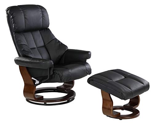 aktivshop Entspannungssessel Deluxe Massagesessel mit Hocker 360° drehbarer Relaxsessel mit Liegefunktion, moderner Fernsehsessel TV-Sessel für Wohnzimmer, Kunstleder, (Schwarz) von aktivshop