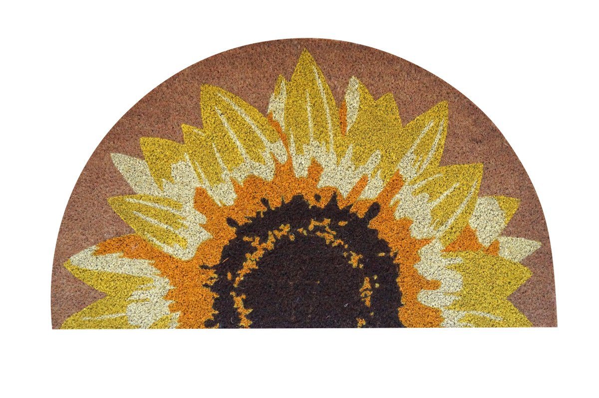 akzente Fußmatte AKZENTE Coco Design Fußmatte SUNFLOWER 45 x 75 cm, Halbrund, Höhe: 16 mm, rutschfeste Rückseite von akzente