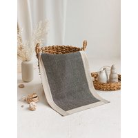 Badvorleger Leinenteppich Handgefertigt Bauernhaus Baumwolle Schwarz Waschbar Natürlich Easy Dry Badematte Quadrat Landhaus von alabatis