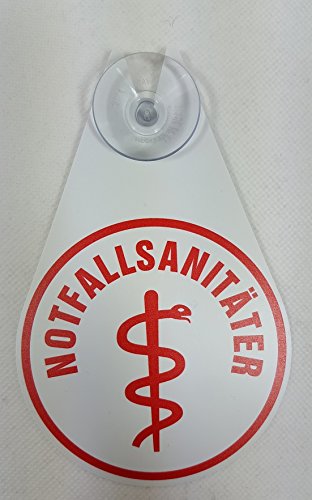 AUTOPLAKETTE Tropfenform, mit Sauger 'NOTFALLSANITÄTER' von SPITA
