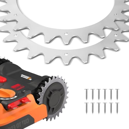 alasemo Spikes für Worx Landroid S&M Edelstahl mähroboter zubehör mit 12x Edelstahl Schrauben spikes Traktionsverbesserung für Mähroboter Rasenmäher Roboter Radgröße 205mm 2 Stück von alasemo