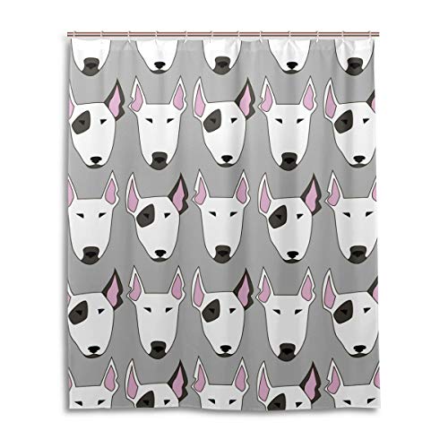 ALAZA Bullterrier Hund Duschvorhang 152,4 x 182,9 cm Wasserdicht Polyester Dekoration Badezimmer Vorhang mit Haken von alaza