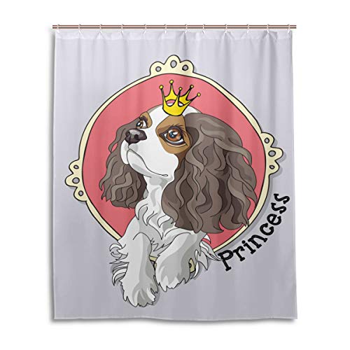 ALAZA Cavalier King Charles Spaniel Hund Duschvorhang 152,4 x 182,9 cm Wasserdicht Polyester Dekoration Badezimmer Vorhang mit Haken von alaza