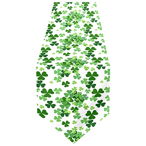 ALAZA Doppelseitiger Patrick's Day Lucky Clover Leaves Kleeblätter Tischläufer 35,6 x 274,4 cm lang, Tischdecke Läufer für Hochzeit, Geburtstag, Party, Küche, Esszimmer, Zuhause, Alltagsdekoration, 6 von alaza