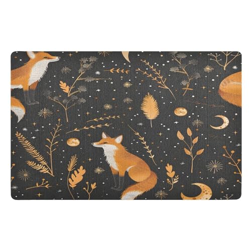 ALAZA Fußmatte Fuchs, Retro-Blumen, Haustürmatte, für Innen- und Außenbereich, rutschfeste Willkommensmatte, 50,8 x 81,3 cm von alaza