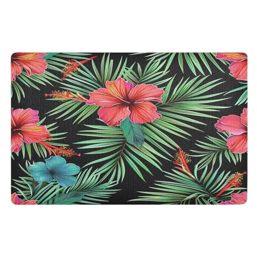 ALAZA Fußmatte Hibiskusblüten Palmenblätter Haustürmatte für drinnen und draußen, Bodenmatten für Eingang, rutschfeste Willkommensmatte, 50,8 x 81,3 cm ALAZA Fußmatte Hibiskusblüten Palmenblätter Haustürmatte für drinnen und draußen, Bodenmatten für Eingang, rutschfeste Willkommensmatte, 50,8 x 81,3 cm von alaza