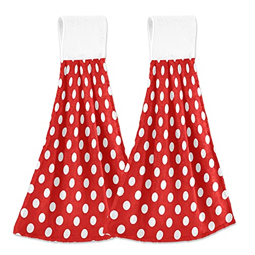 ALAZA Handtücher zum Aufhängen, saugfähig, weich, für Küche, Badezimmer, 35,5 x 46,2 cm, Rot mit weißen Punkten von alaza