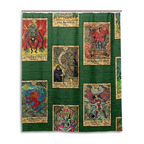 alaza Tarot-Karten Vintage Duschvorhang 60 x 72 Inch, schimmelresistent und wasserdicht Polyester Dekoration Badezimmer-Vorhang von alaza