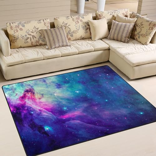 ALAZA Universum Galaxie Nebel Weltraum rutschfeste Fläche Teppich 5' x 7' für Wohnzimmer Esszimmer Schlafzimmer Küche Flur Büro Modern Home Decorative von alaza
