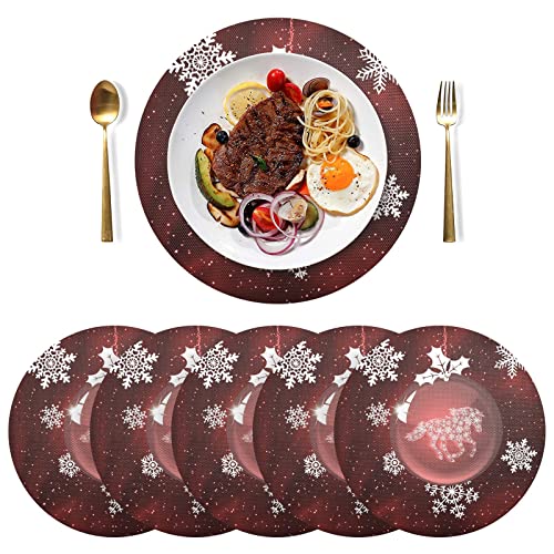 ALAZA Weihnachten Tischsets 6 Stück, Weihnachtskugel mit Pferd Runde Tischsets Tischsets Waschbar Wärmeisolierung Rutschfest für Küche Esszimmer Haushalt Hotel Dekor von alaza