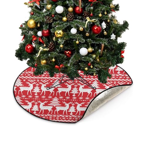 ALAZA Weihnachtsbaummatte Weihnachtsbaum Rock Wasserdicht, Rotwild Runde Weihnachtsmatte Teppich Baumbasis Abdeckung für Bodenschutz Weihnachtsbaum Dekorationen Ornamente Home Party von alaza