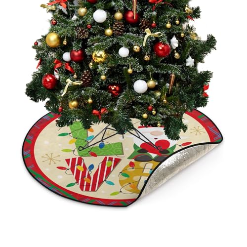 ALAZA Weihnachtsbaummatte Weihnachtsbaum Rock Wasserdicht, Weihnachten Gnom Lichter und Liebe Text Runde Weihnachtsmatte Teppich Baum Basis Abdeckung für Bodenschutz Weihnachtsbaum Dekorationen von alaza