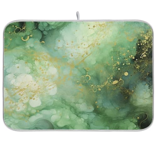 Abtropfmatte für Küchentheke, große Mikrofaser-Abtropfmatte, 45 x 60 cm, Marmorgrün, Abtropfgestell, saugfähig, Kaffeemaschinen-Schutzmatte Abtropfmatte für Küchentheke, große Mikrofaser-Abtropfmatte, 45 x 60 cm, Marmorgrün, Abtropfgestell, saugfähig, Kaffeemaschinen-Schutzmatte von alaza