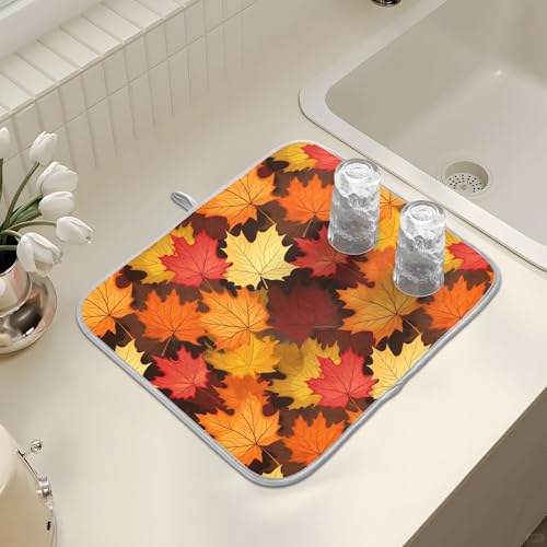Abtropfmatte für Küchentheke, große Mikrofaser-Abtropfmatte, Ahornblatt, 40 x 45 cm, saugfähige Kaffeemaschinen-Schutzmatte Abtropfmatte für Küchentheke, große Mikrofaser-Abtropfmatte, Ahornblatt, 40 x 45 cm, saugfähige Kaffeemaschinen-Schutzmatte von alaza