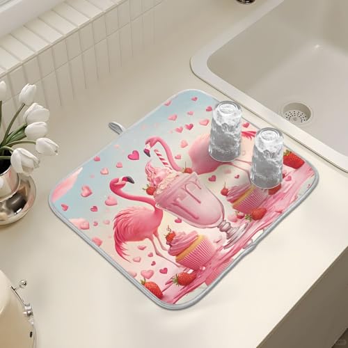 Abtropfmatte für Küchentheke, große Mikrofaser-Abtropfmatte, Flamingo-Eiscreme, 40 x 45 cm, saugfähige Kaffeemaschinen-Schutzmatte Abtropfmatte für Küchentheke, große Mikrofaser-Abtropfmatte, Flamingo-Eiscreme, 40 x 45 cm, saugfähige Kaffeemaschinen-Schutzmatte von alaza