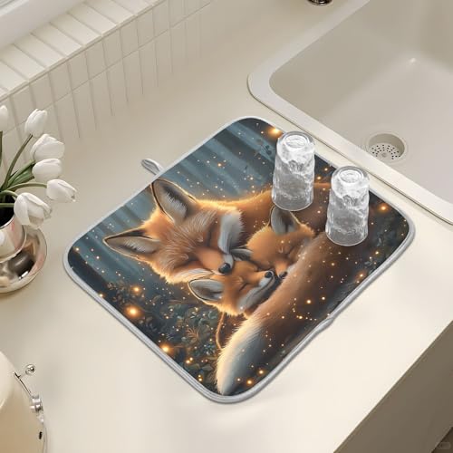 Abtropfmatte für Küchentheke, große Mikrofaser-Abtropfmatte, Fuchssterne, 40 x 45 cm, saugfähige Kaffeemaschinen-Schutzmatte Abtropfmatte für Küchentheke, große Mikrofaser-Abtropfmatte, Fuchssterne, 40 x 45 cm, saugfähige Kaffeemaschinen-Schutzmatte von alaza